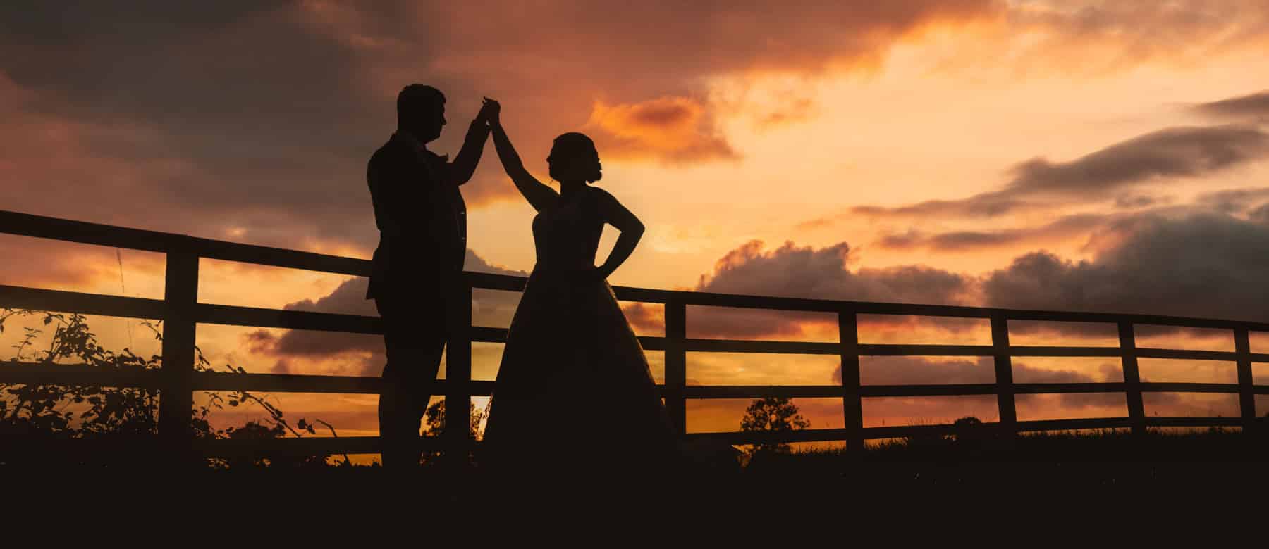 Sunset wedding photography at Winters Tale Country Wedding Barn